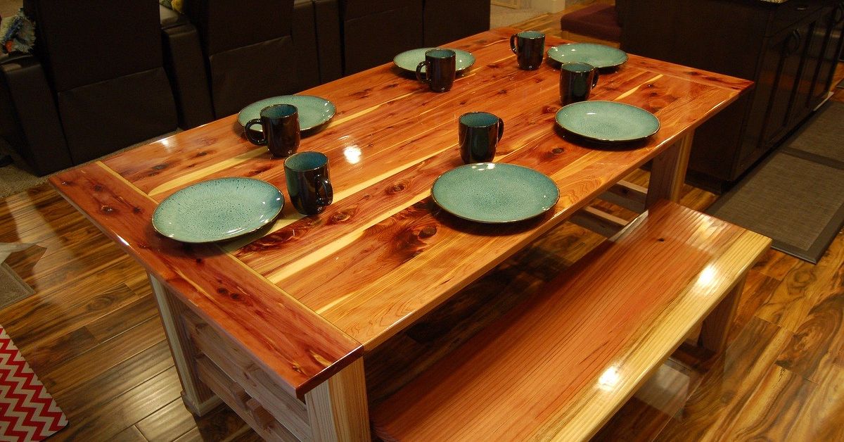 Dining Table Made From Tennessee Red Cedar and 2X6 Redwood