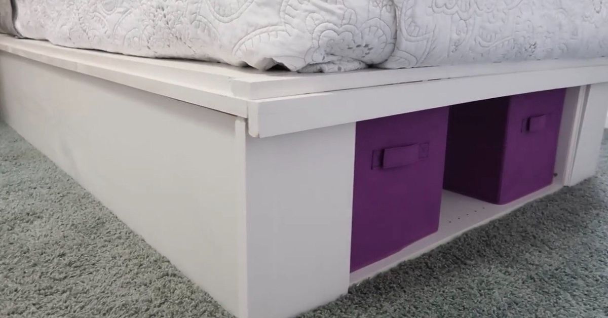 Simple Custom Platform Bed On A Tight, Diy Twin Bed With Cube Storage