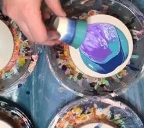 Pour paint into a bowl to create beautiful tabletop decor (great for gifts!)