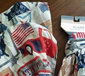 The clever way she used a Dollar Tree scarf to decorate her door for the 4th