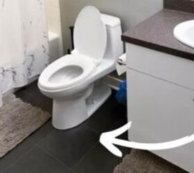 This bathroom floor went through a LOT of stages—but we really like the final look!