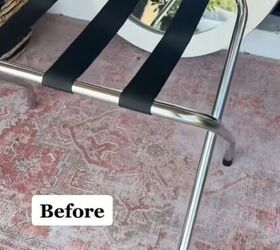 She turned this old luggage rack and a thrifted mirror into something SO high-end for her living room