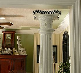 great find old masonic columns, fireplaces mantels, home decor, painting, A close up of the black and white check