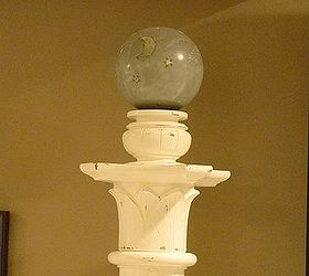 great find old masonic columns, fireplaces mantels, home decor, painting, This original globe has moon and stars with a couple of shooting stars painted on it