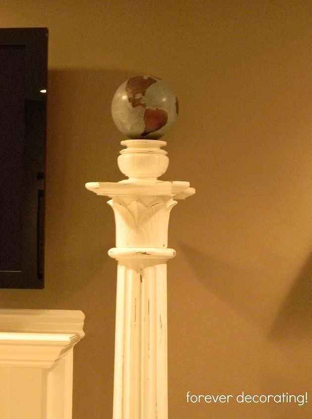 great find old masonic columns, fireplaces mantels, home decor, painting, These globes are so cool and the patina was fantastic so I left them original