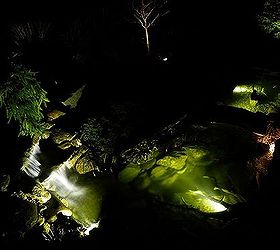landscape and pond lighting, lighting, outdoor living, ponds water features