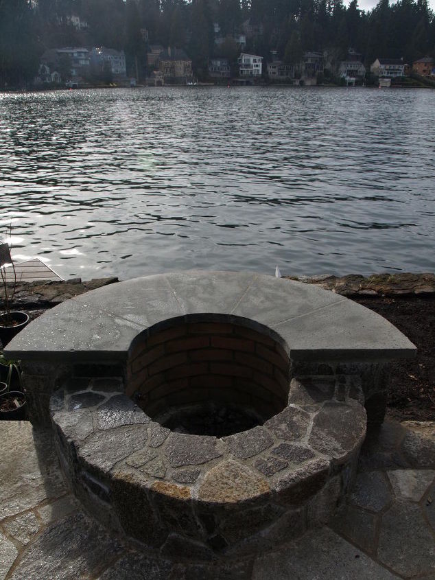 stone fire pits by ross nw watergardens, concrete masonry, curb appeal, landscape, outdoor living, Natural gas fire pit with bluestone cap
