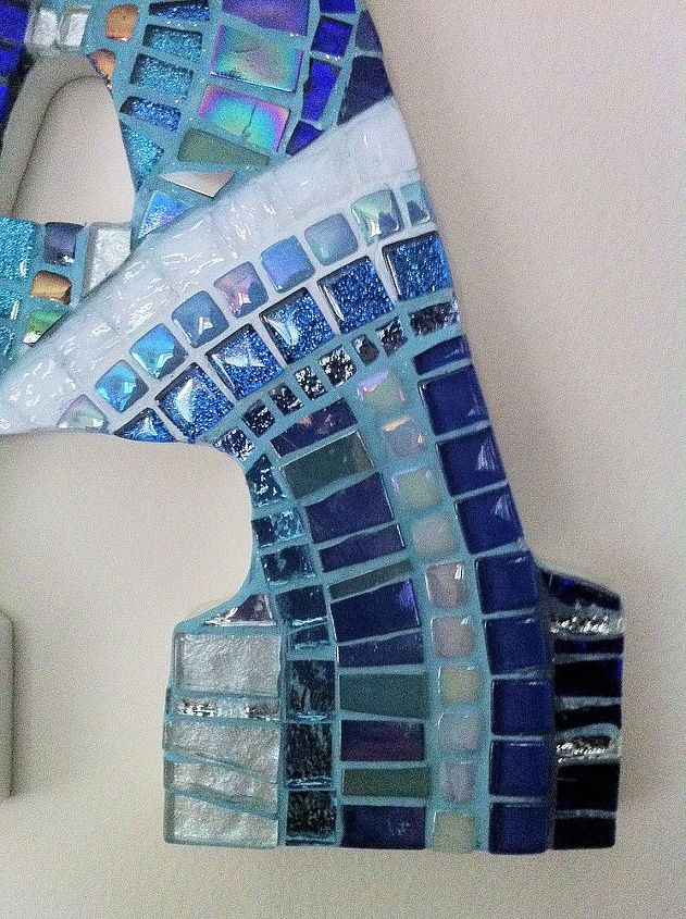custom handcrafted mosaic initials, crafts, detail