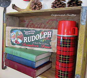 rustic christmas vignettes in the den, seasonal holiday d cor, A Christmas crate label and more thermoses in crates