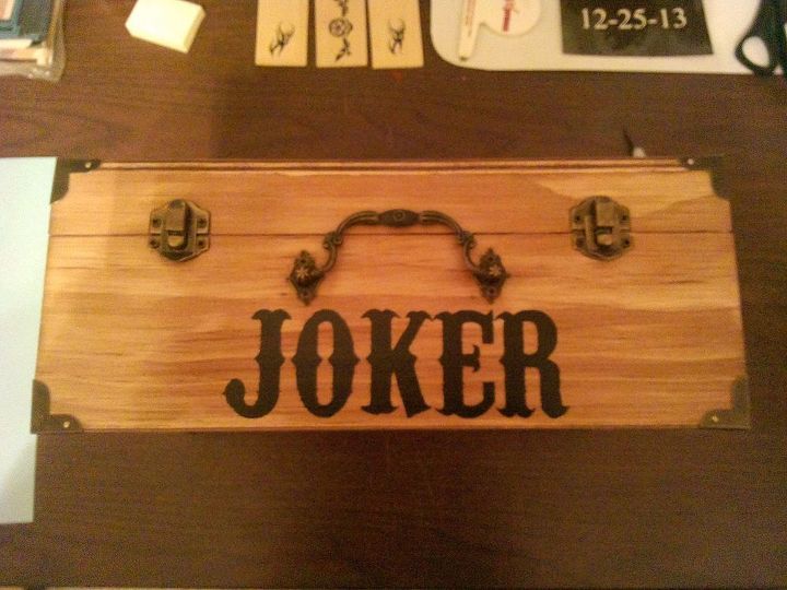 decorated wooden boxes, crafts, repurposing upcycling, His nickname on the front of large box