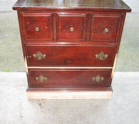 small chest, painted furniture, Before dark semi solid stain Runs Drips and Errors