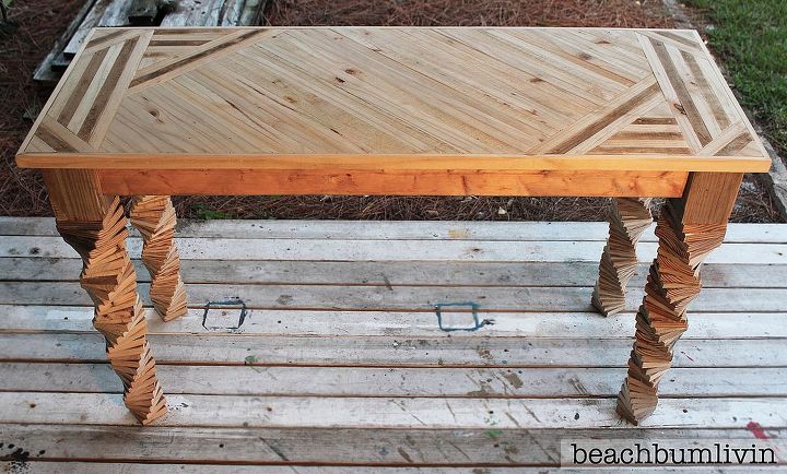 entryway table made from pallets and fence panels, diy, how to, painted furniture, pallet, repurposing upcycling, Entryway Table made from recycled pallets and fence panels by BeachBumLivin