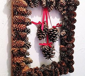 picture frame pine cone wreath, crafts, repurposing upcycling, seasonal holiday decor, wreaths, The final results of all those years