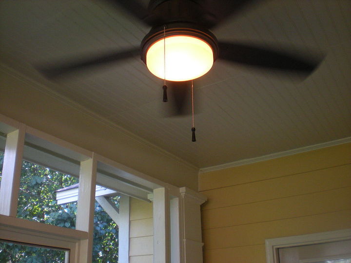 screen porch, fire pit, porches, added ceiling fan with switch