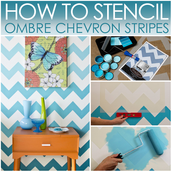 how to stencil chevron stripes with ombr pattern, diy, home decor, how to, paint colors, painting, wall decor, How to Stencil Zig Zag Chevron stripes in an Ombr Pattern