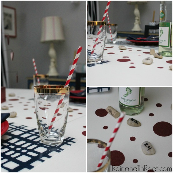 fast and frugal valentine tablescape, seasonal holiday d cor, valentines day ideas, Red and white striped straws quickly snaz up thrifted glasses