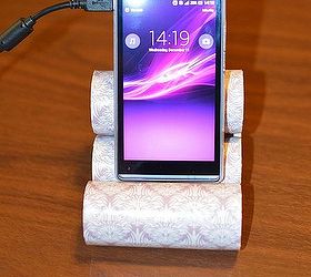 diy charging station for your mobile phone, crafts, I made this super easy mobile charging station and want to share it with you All you need is a few toilet paper rolls wrapping paper and a stapler