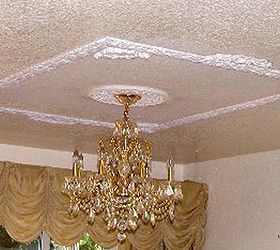 easy diy ornamental plaster ceilings, home decor, lighting, Creating this beautiful plaster ceiling frame was easy and the look added such elegance to my dining room