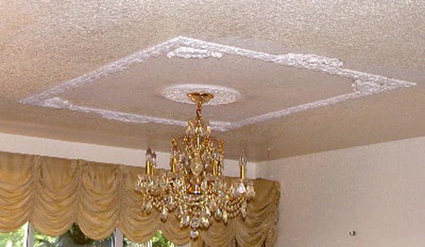 easy diy ornamental plaster ceilings, home decor, lighting, Creating this beautiful plaster ceiling frame was easy and the look added such elegance to my dining room