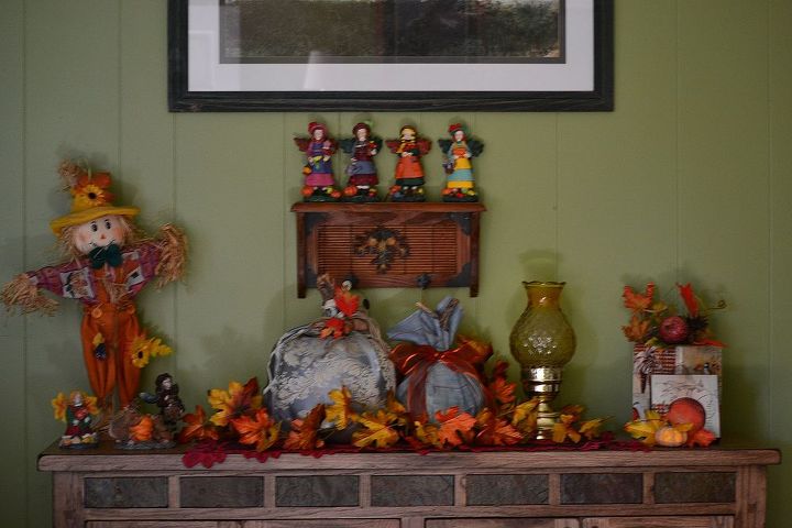 my fall decorating i love doing this kind of thing, seasonal holiday decor, Pumpkins made from what i ve seen on many blogs angels I painted