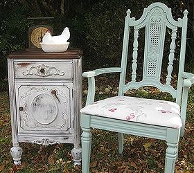 vintage furniture makovers, chalk paint, painted furniture, Antique Nightstand and Retro Chair