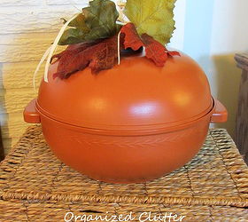 a vintage bun warmer repurposed as a pumpkin, repurposing upcycling, seasonal holiday decor, The bun warmer pumpkin