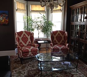 vintage wing back chairs, painted furniture, AFTER Client photo