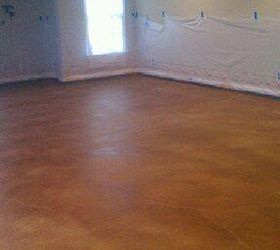q our team just completed laying stain for a basement in milton its a green project, flooring, garages, painting, The color used in this project was Cola Primarily brown with some red highlights