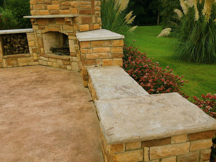 custom countertops mantle more for outdoor living space, concrete masonry, concrete countertops, countertops, fireplaces mantels, outdoor living, Custom concrete with carved edge by Burco Surface Decor LLC