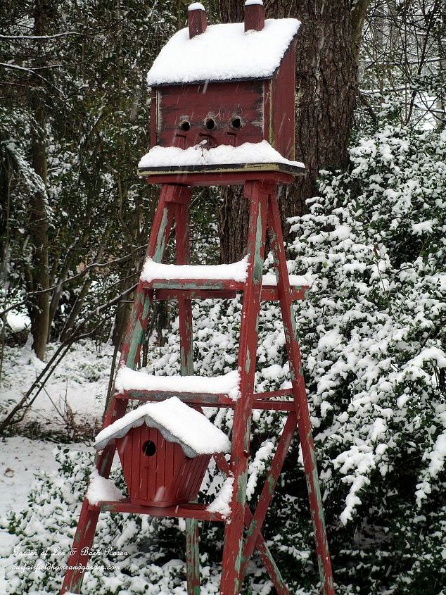 birdhouses in the snow, flowers, gardening, Birdhouse Ladder