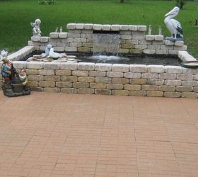 raised formal koi pond and patio