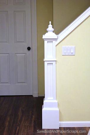 scrap wood newel post, home decor, woodworking projects, Learn how to build a newel post out of scrap wood