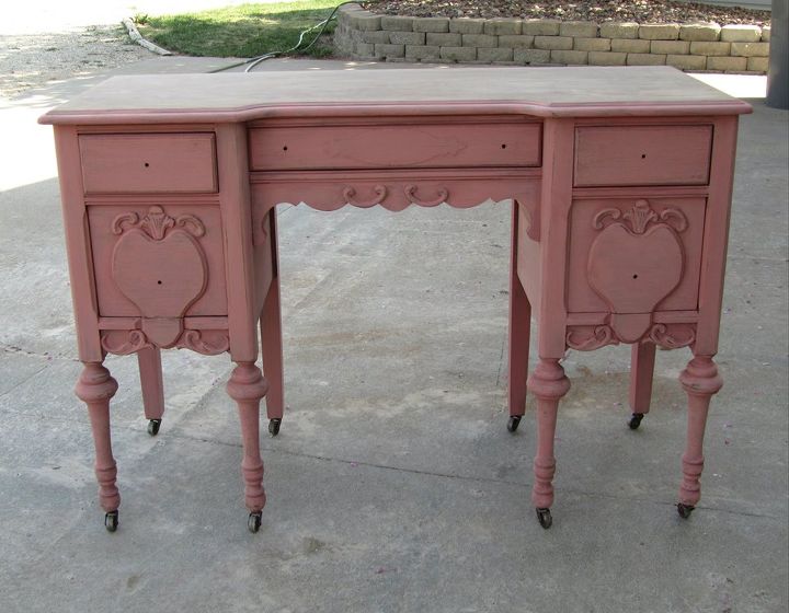 pink cameo vanity, painted furniture