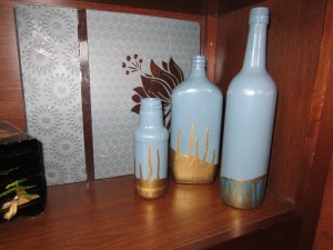 painted dipped bottles, crafts, painted and dipped
