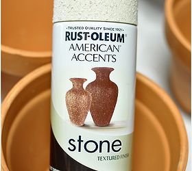 aging terra cotta pots the easy way, Stone Spray gives the terra cotta a wonderful texture