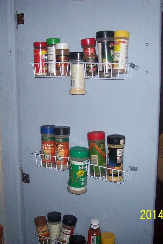 pantry door, cleaning tips, closet, doors, This is the finished spice rack project with the spices added