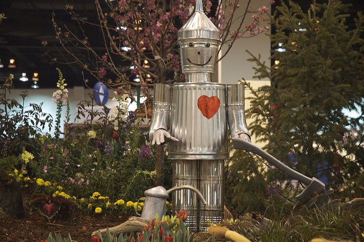 wizard of oz garden with ponds and water features, gardening, outdoor living, ponds water features, Not to worry the Tin Man has a heart