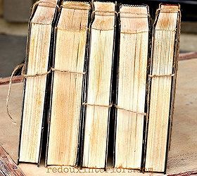 upcycled trashed books to look like antique treasures, home decor, painting, repurposing upcycling, I also applied it to the edges of the papers