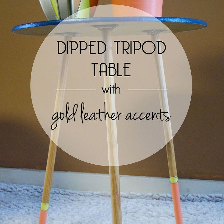 dipped tripod tables with gold leather accents, painted furniture