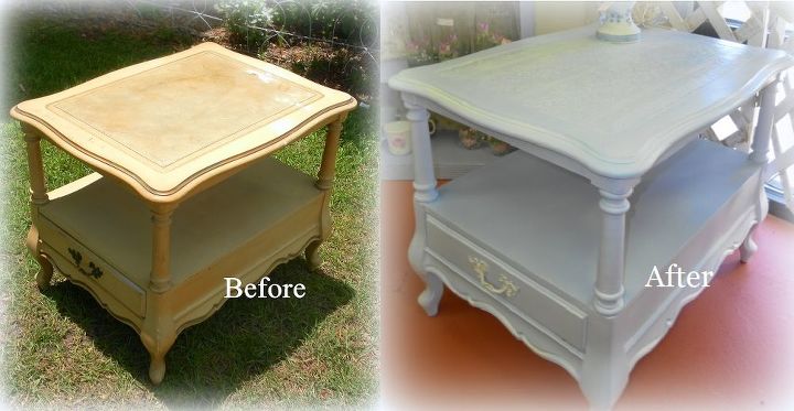 before and after roadside find table makeover, painted furniture