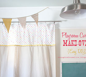 playroom curtain make over easy diy, entertainment rec rooms, home decor, reupholster, window treatments, Playroom Curtain Make Over