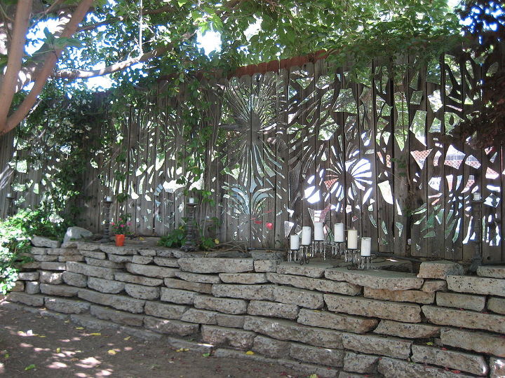 our mirror mosaic fence we had a blast creating this amazing what can come from a, We used 6 large broken mirrors