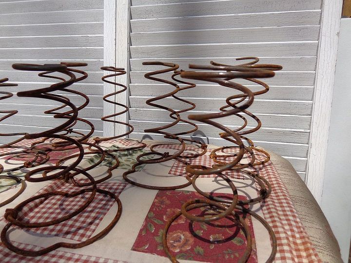 rusty bed spring coils repurposed upcycled, painted furniture, rusty crusty bed spring coils