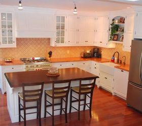 kitchen makeover copper counter tops under cabinet lights, countertops, home decor, kitchen cabinets, kitchen design, lighting, A full shot of the kitchen
