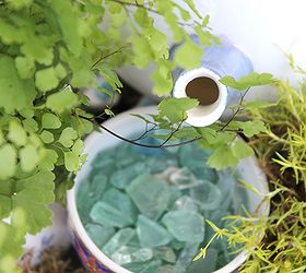 a tea pot mini garden fairy garden, gardening, A tea pot pours water into a small tea cup pond