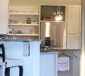 chalk painted kitchen cabinets, chalk paint, doors, home decor, kitchen cabinets, kitchen design, The view of our kitchen from the living room