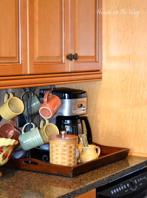 create a coffee station in your kitchen, home decor, kitchen design, Everything is together and organized for easy coffee making in the morning