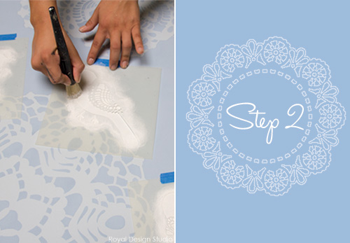 how to stencil lace canvas art project, chalk paint, home decor, painting, This Canvas Wall Art uses a selection of stencils from our Lace Doily Collection