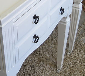 antique end tables repainted white, painted furniture