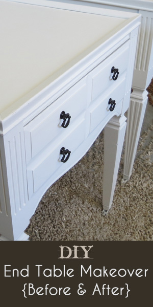 antique end tables repainted white, painted furniture